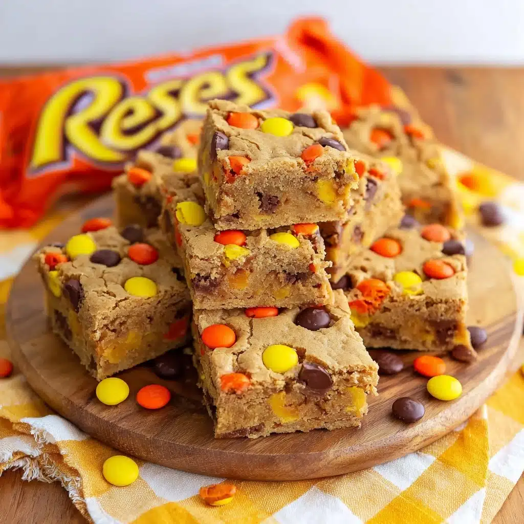 Chewy REESE’s PIECES Peanut Butter Brownies Recipe - Recipe Image