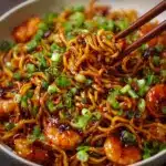 Sticky Garlic Chicken Noodles Recipe