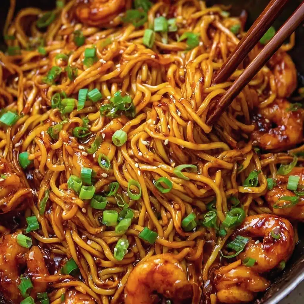 Sticky Garlic Chicken Noodles Recipe - Recipe Image