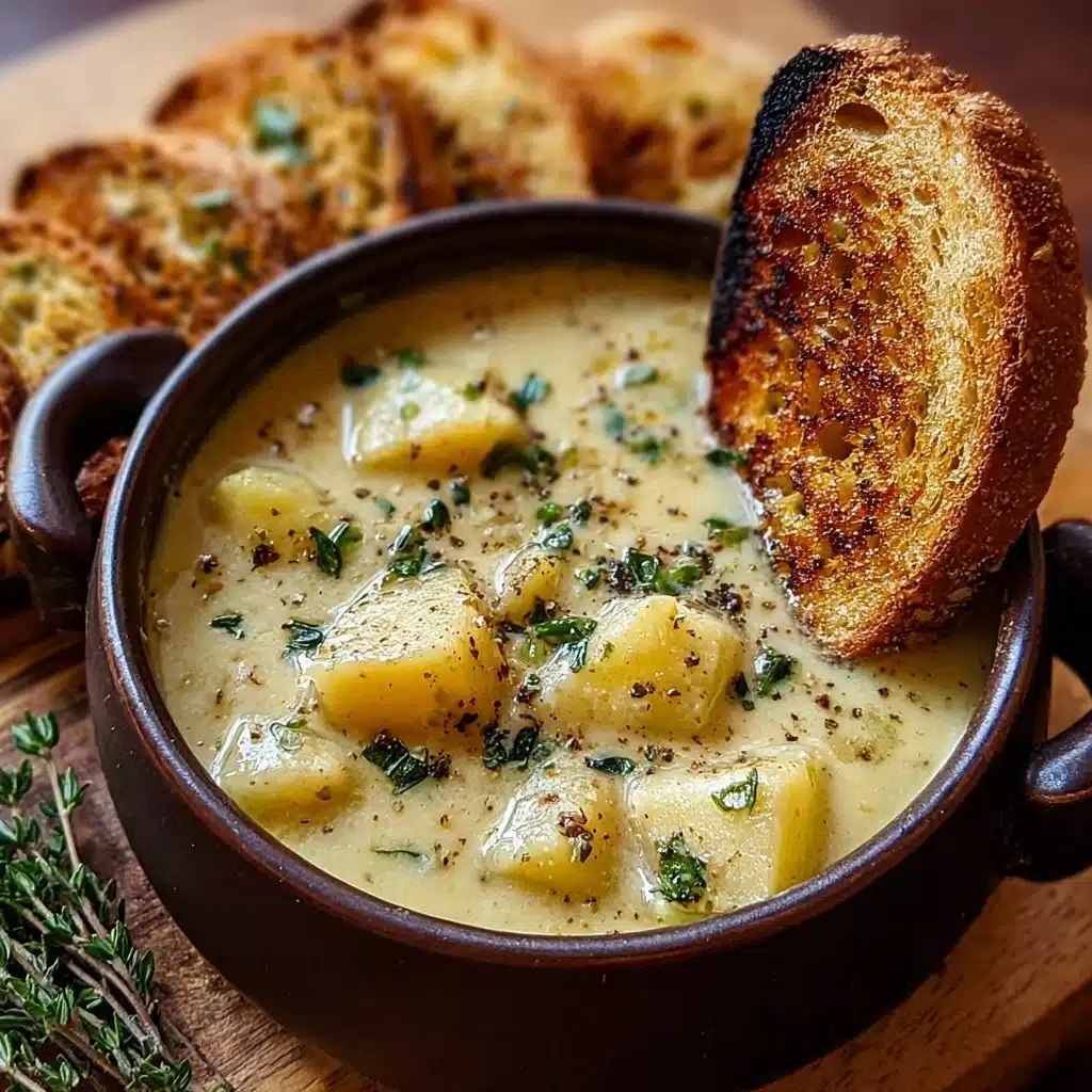 Hearty Cheddar Garlic Herb Potato Soup Recipe - Recipe Image