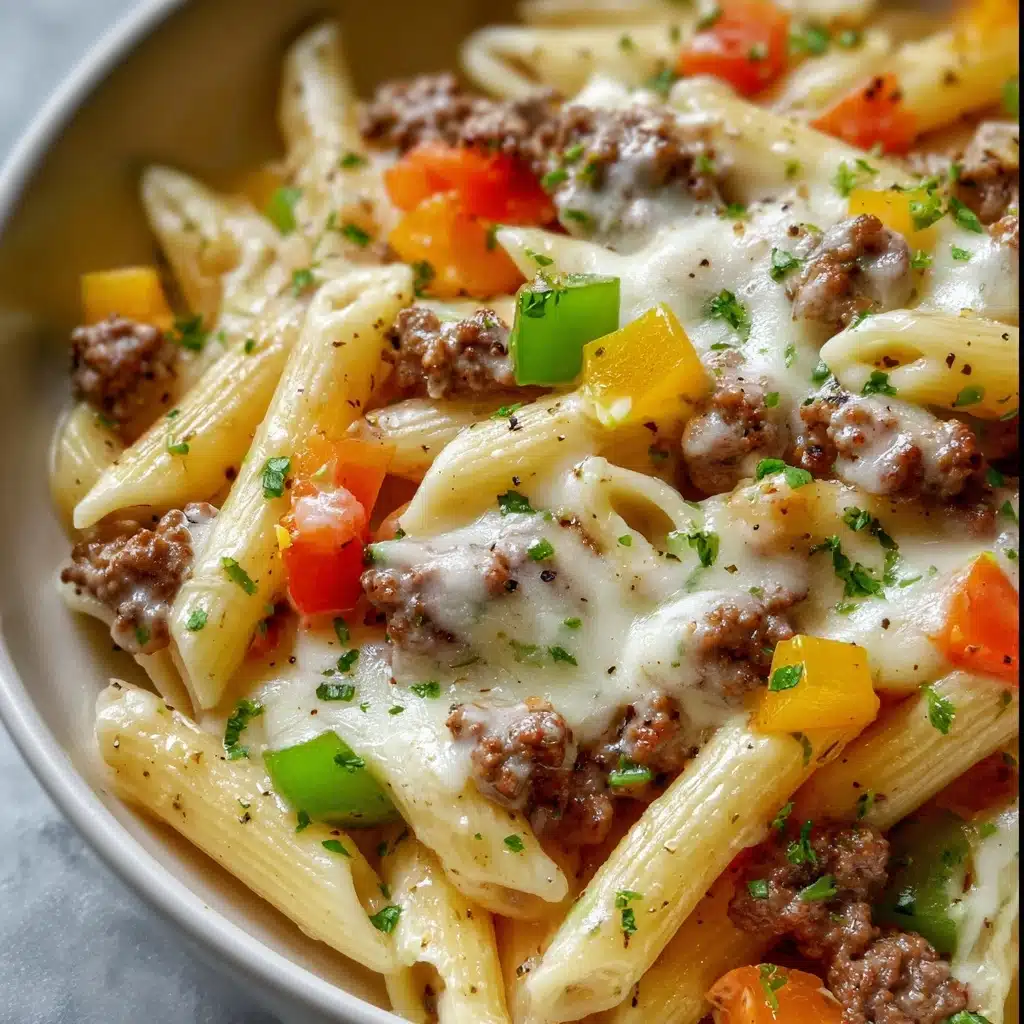 Philly Cheesesteak Pasta Recipe - Recipe Image