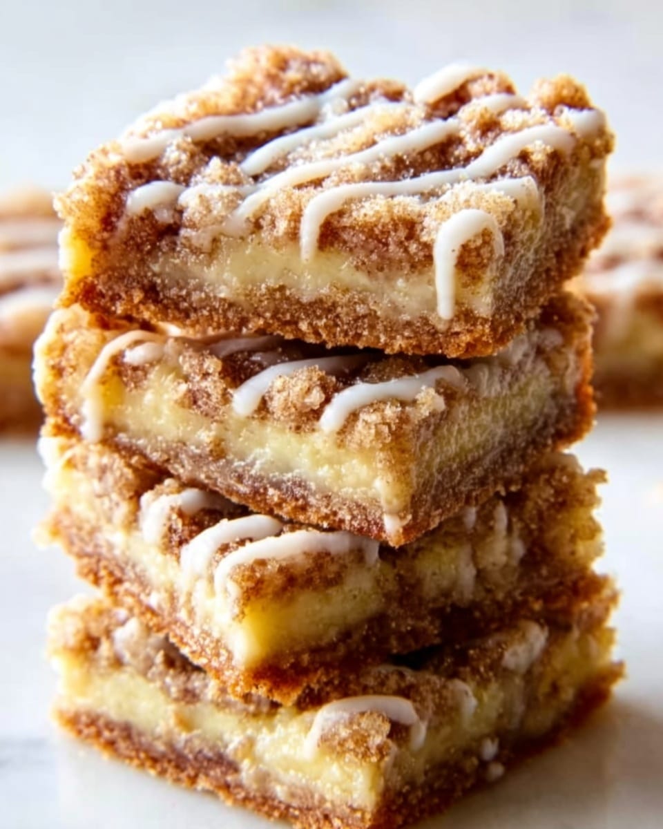 The image shows two stacked dessert squares on a white plate placed on a white marbled surface, each square having four visible layers. The bottom layer is a crumbly brown crust, followed by a thick, creamy white cheesecake layer. Above that is a chunky topping with small brown bits and pieces of chopped nuts or apples, covered by a shiny, golden caramel sauce dripping down the sides. The top square has an uneven, textured topping of nuts and crumbs, with the caramel sauce glossy and thick. In the background, more pieces of the same dessert are slightly out of focus. photo taken with an iphone --ar 4:5 --v 7