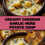Hearty Cheddar Garlic Herb Potato Soup Recipe