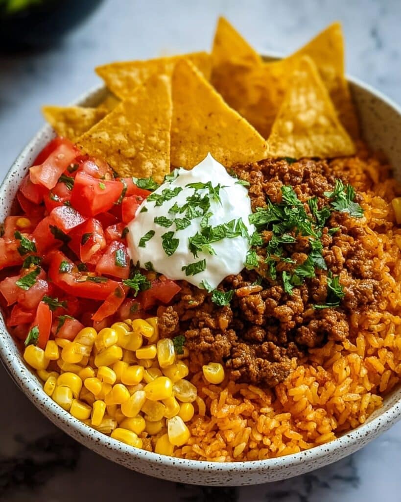Taco Rice Bowl with Doritos Recipe