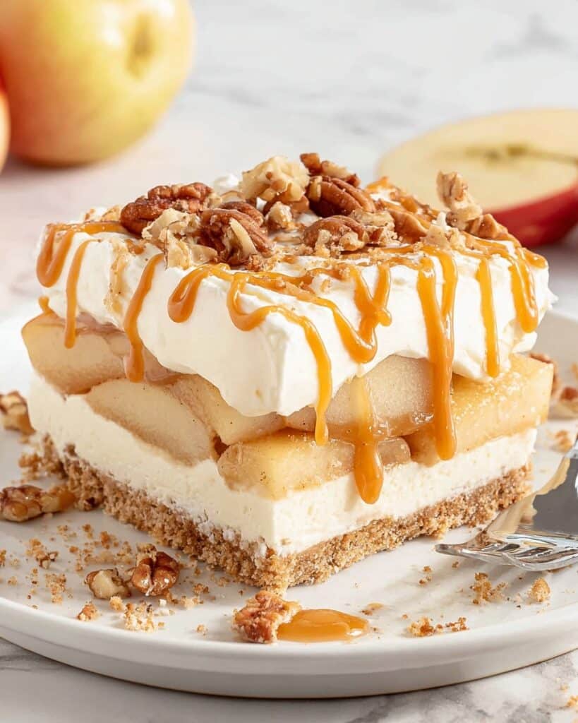 Apple Delight with Cream Cheese, Graham Cracker Crust, and Pecans Recipe