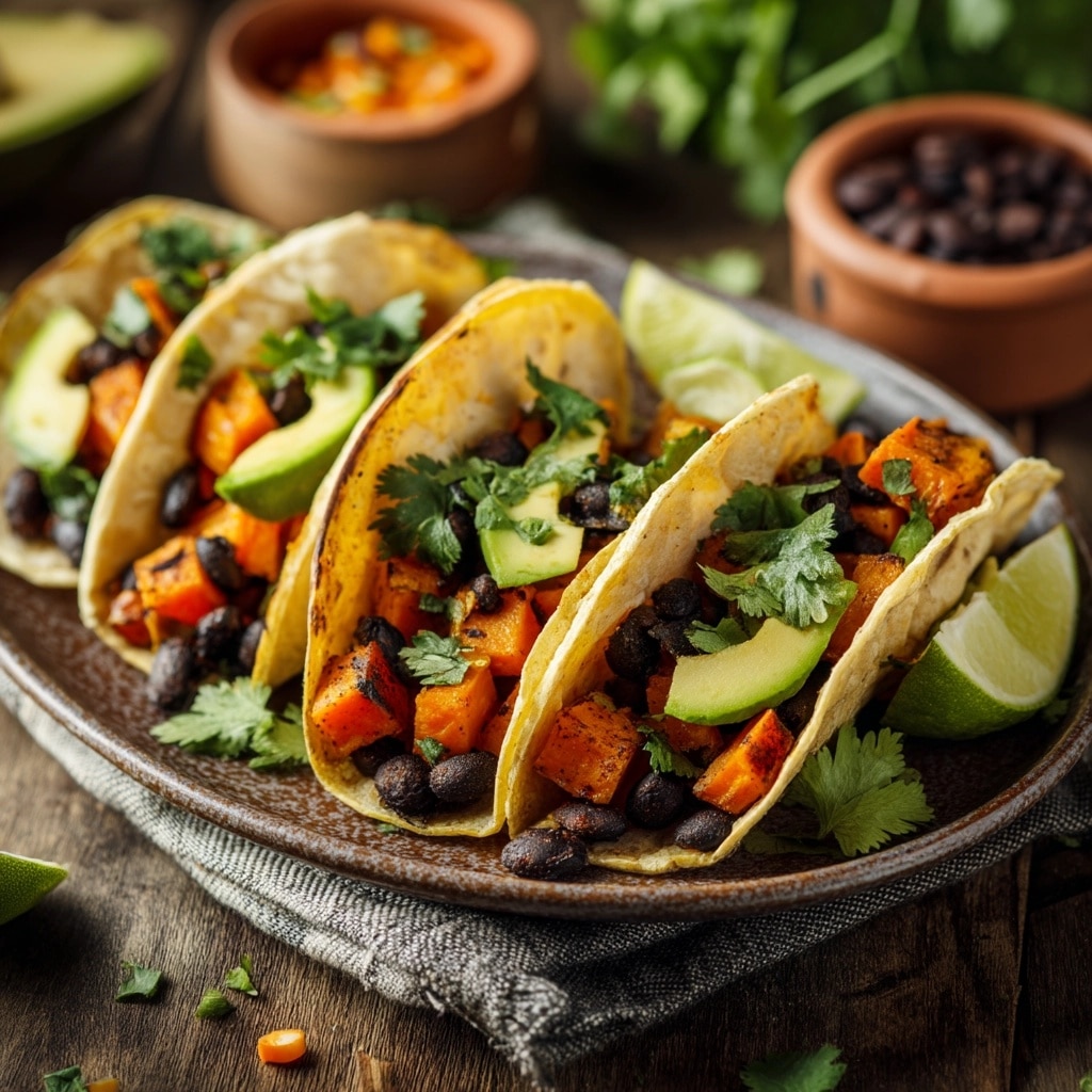 Creamy Avocado & Roasted Sweet Potato Tacos Recipe