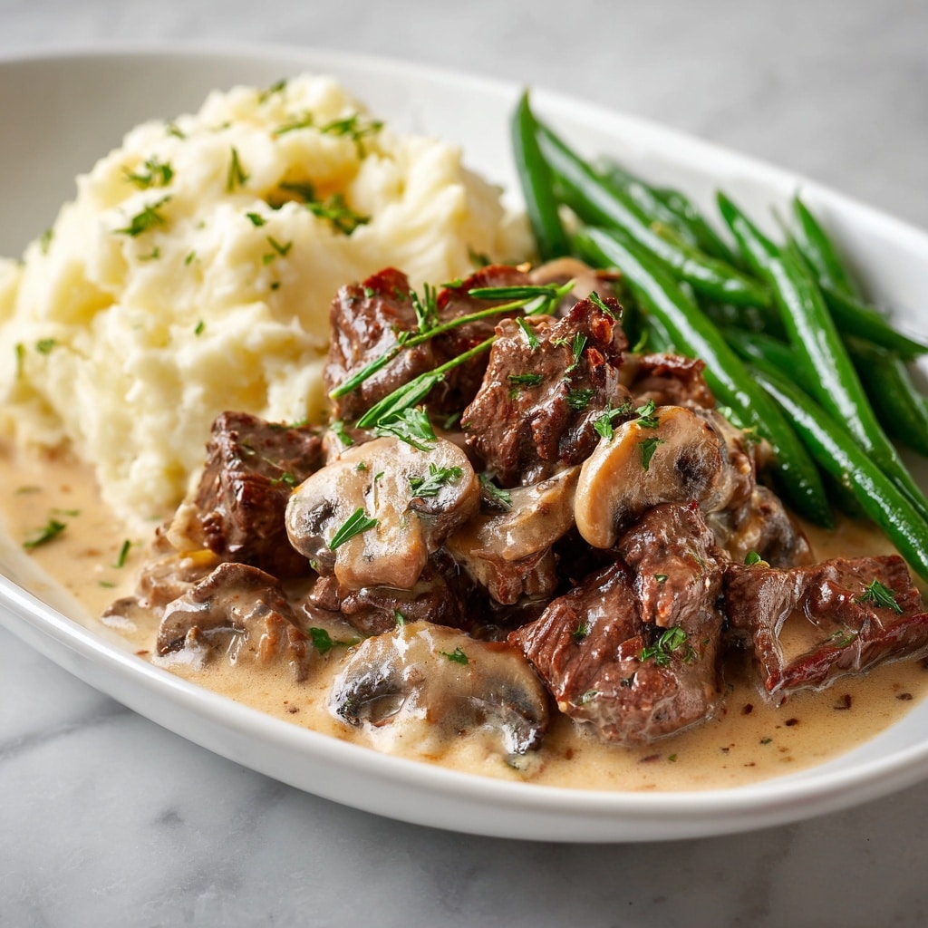 Beef Tenderloin Tips with Mushroom Gravy Recipe - Recipe Image