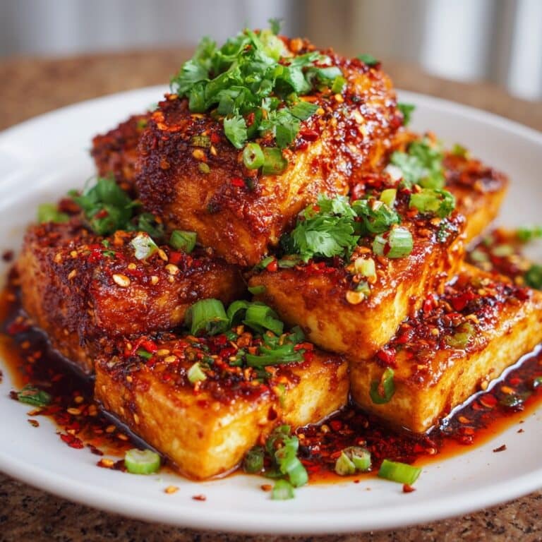 Sticky Gochujang Tofu with Peanuts and Herbs Recipe