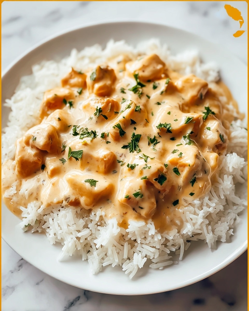 Creamy Smothered Chicken and Rice Recipe - Recipe Image