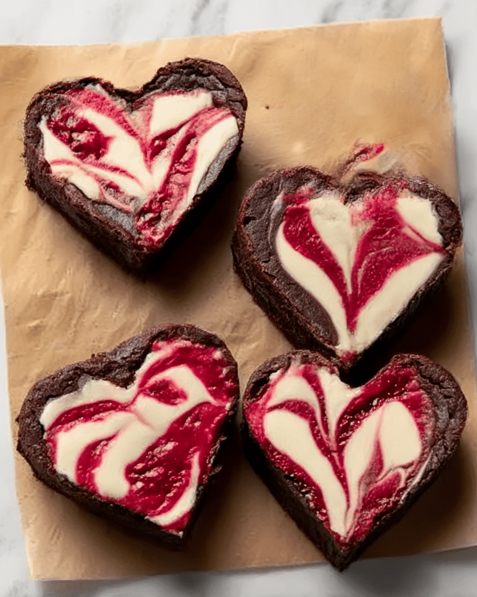 Heart Shaped Brownies with Raspberry Swirl & Cheesecake Recipe - Recipe Image