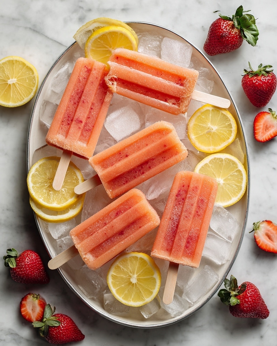 Simple Strawberry Lemonade Popsicles Recipe - Recipe Image