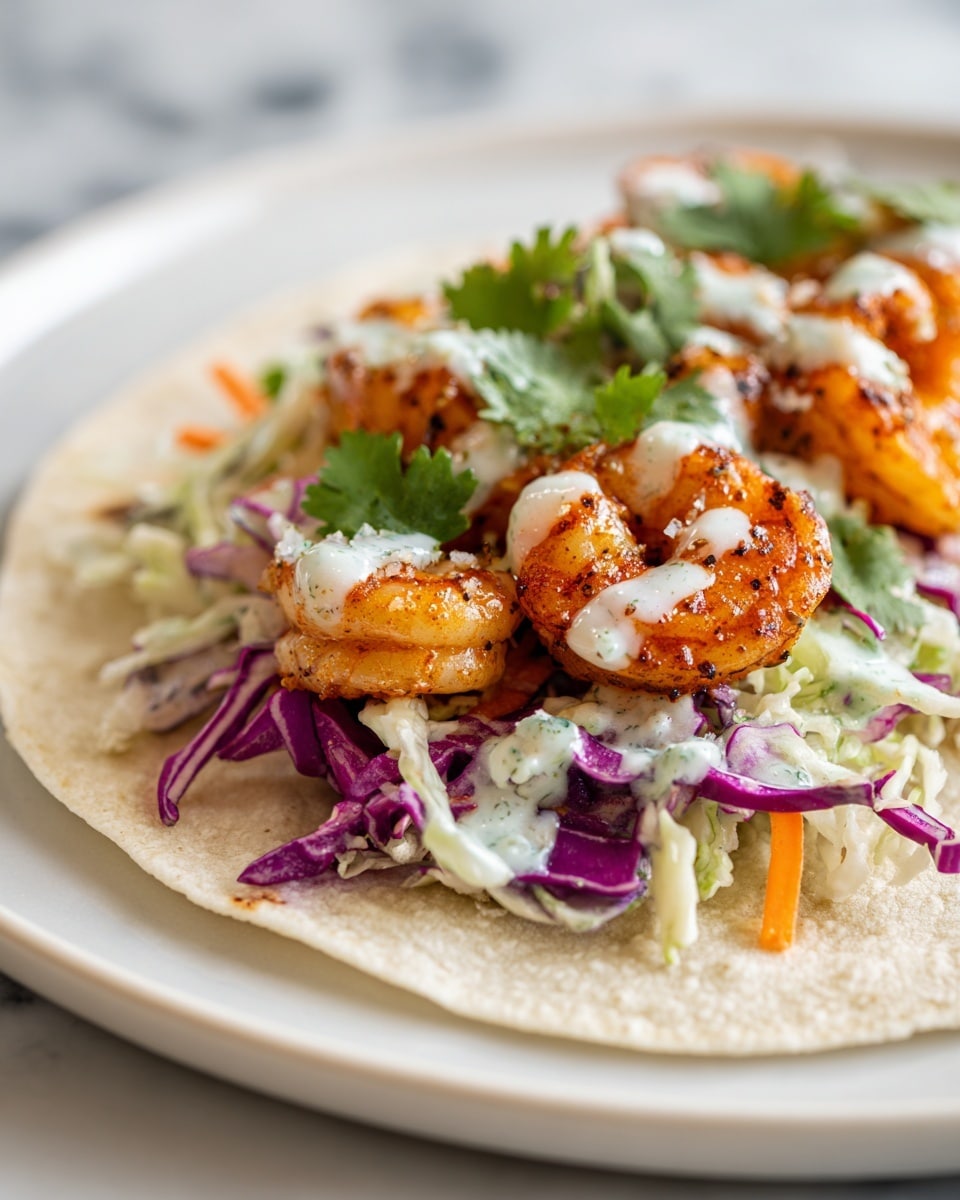 Shrimp Tacos with Cabbage Slaw and Lime Crema Recipe - Recipe Image