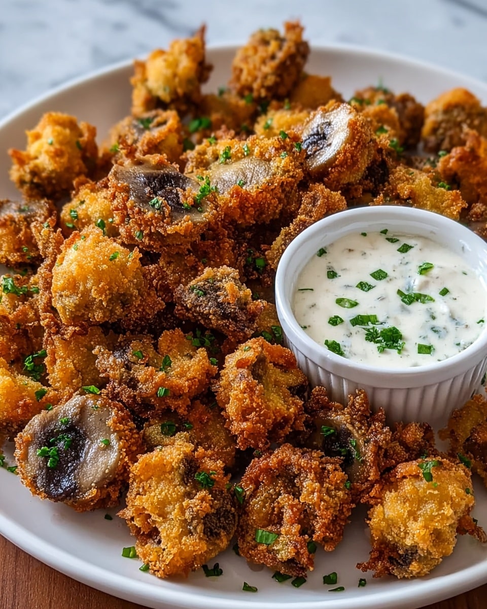 Crispy Fried Mushrooms with Cool Ranch Dip Recipe - Recipe Image