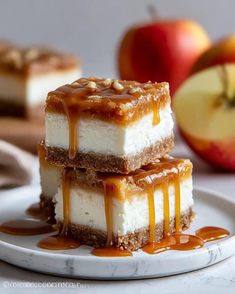 Salted Caramel Apple Cheesecake Bars Recipe