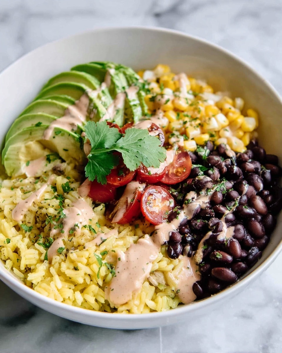 Black Bean Burrito Bowl with Roasted Corn and Chipotle Sauce Recipe - Recipe Image