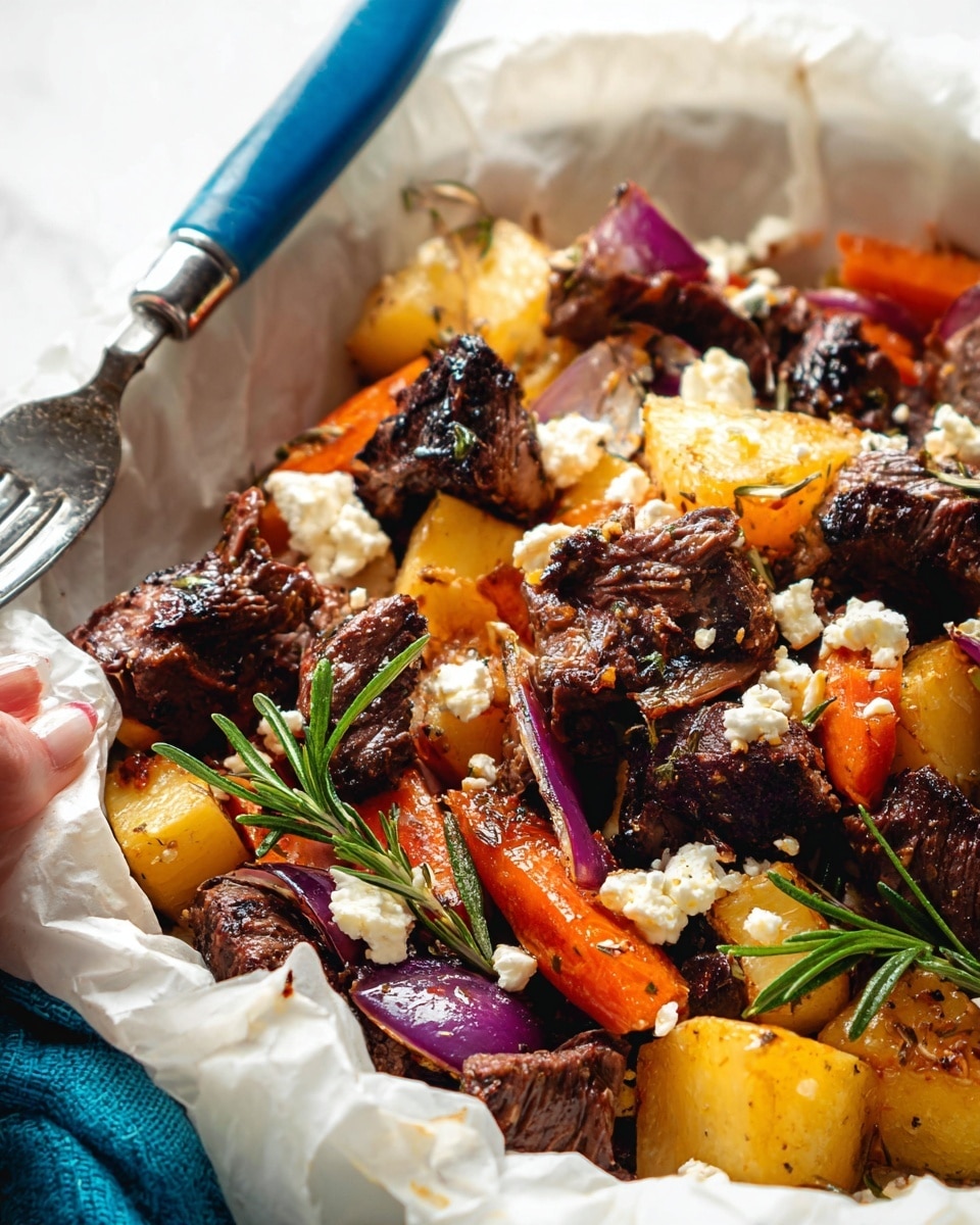 Greek Lamb Kleftiko in Parchment with Potatoes, Vegetables, and Feta Recipe - Recipe Image