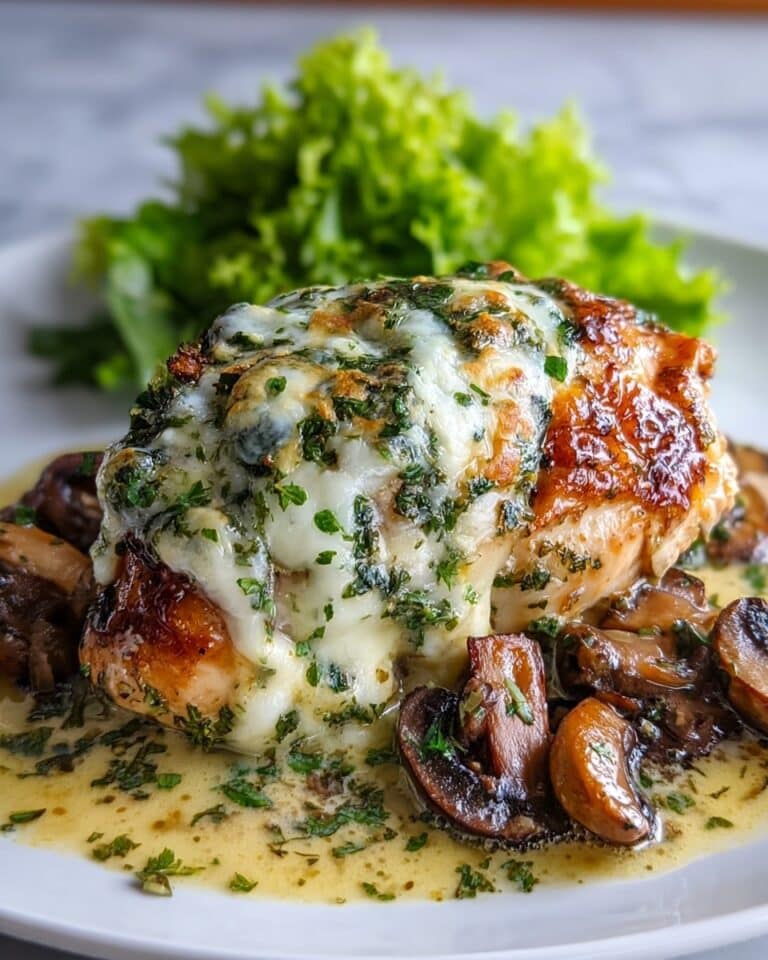 Cheesy Garlic Butter Mushroom Stuffed Chicken Recipe