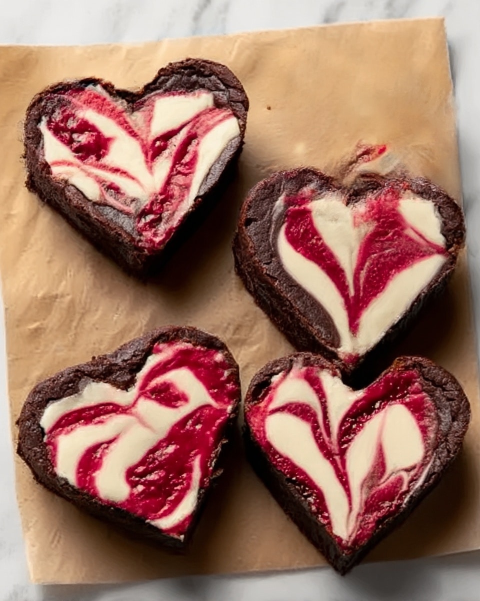 Heart Shaped Brownies with Raspberry Swirl & Cheesecake Recipe - Recipe Image
