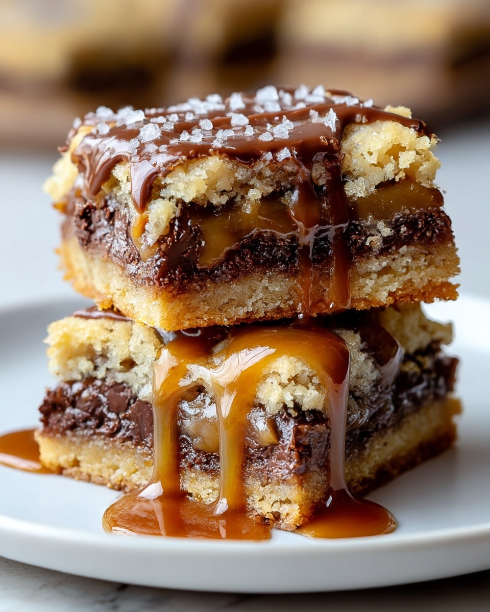 Gooey Salted Caramel Chocolate Chip Cookie Bars Recipe - Recipe Image