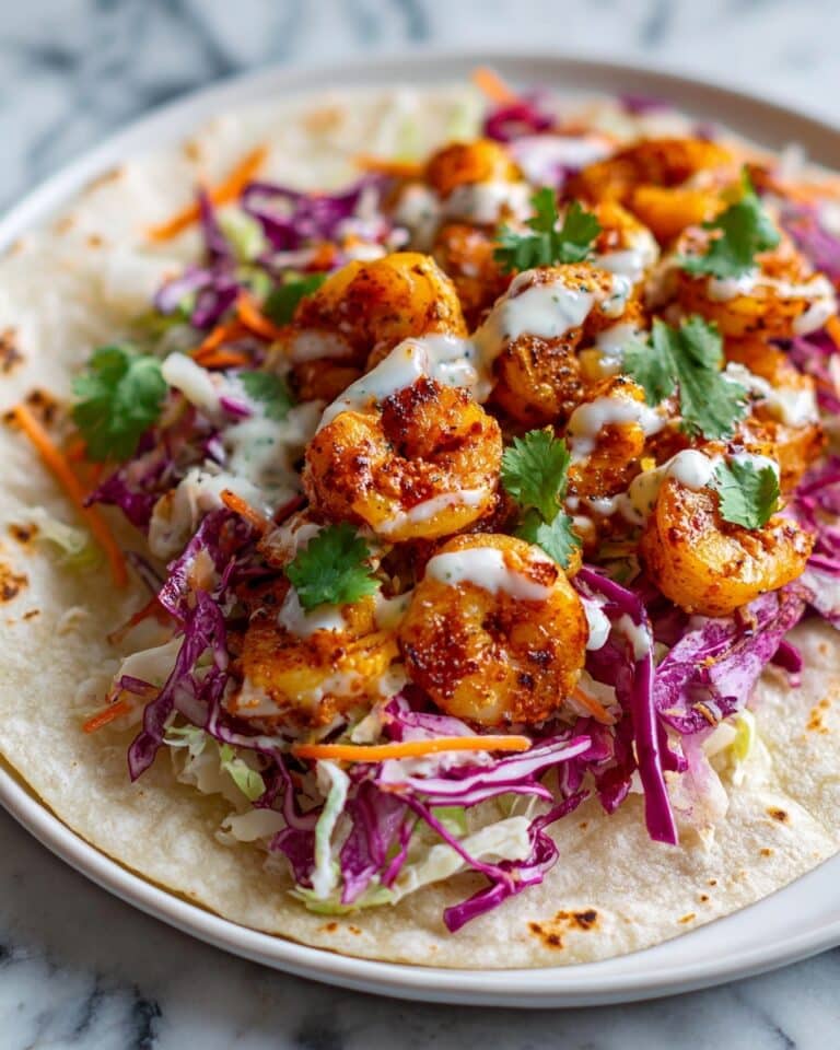 Shrimp Tacos with Cabbage Slaw and Lime Crema Recipe