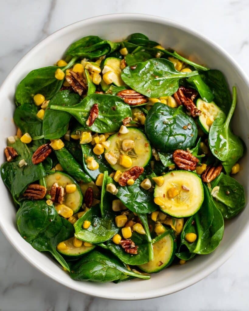 Grilled Zucchini and Corn Salad with Cannellini Beans, Basil, Pecans, and Lemon Dressing Recipe